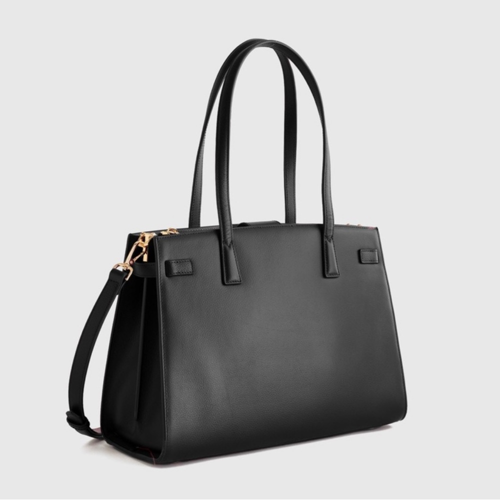 quince italian leather large triple compartment satchel